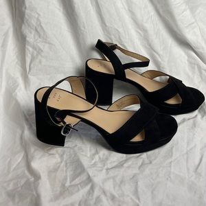 Faux Suede Black Size 11 Platform Heels